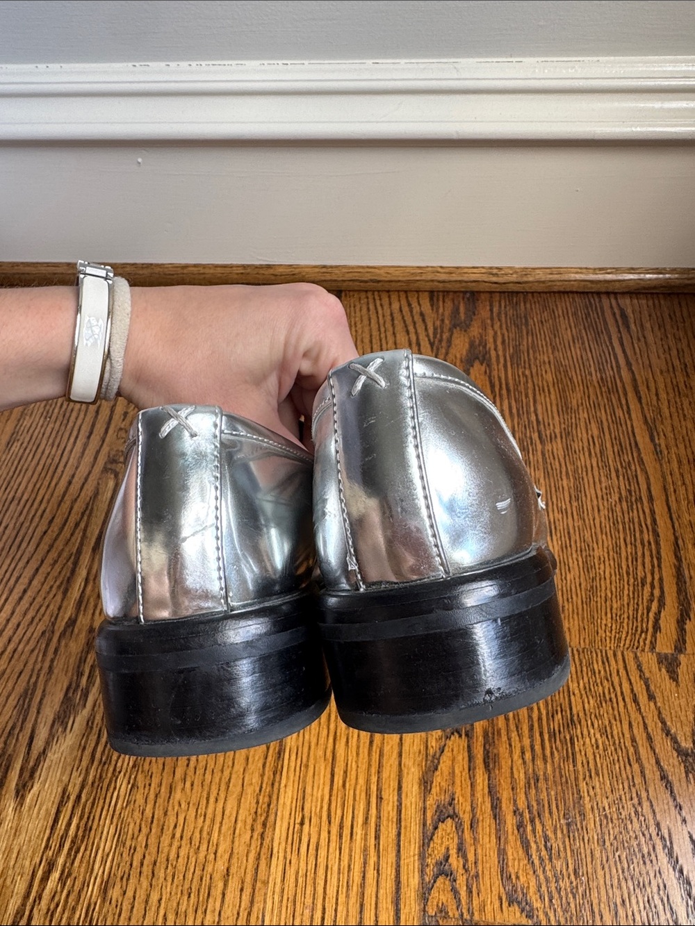 rag & bone Metallic Silver Penny Loafers size 39 - Picture 4 of 4